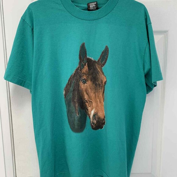 Funny/Vintage Horse Shirt - Green - Sz. M - Picture 1 of 4